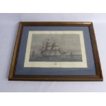 An Antique Coloured Print, entitled 'First Class Packet Ship', together with two other prints