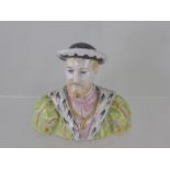 A Faience Bust of Francois, King of France, approx 7 cms.