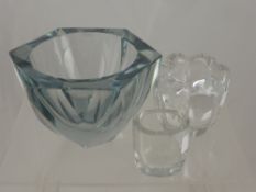 Quantity of Glass, including Schlossberg Glass Bowl nr 7398, red stem vase, two further studio glass