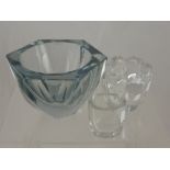 Quantity of Glass, including Schlossberg Glass Bowl nr 7398, red stem vase, two further studio glass