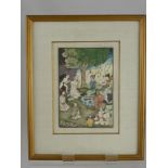 A Persian Painting on Bone, depicting the "Prodigal Sons Return", approx 18 x 12 cms, framed and