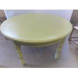 A Circular Cream-Painted Pine Table, approx 135 dia x 78 cms h, retailer Mulberry Pine, Suffolk