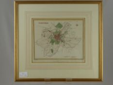 An Antique Hand Coloured Map of Birmingham, engraved by J & C Walker circa 1820, approx 25 x 21