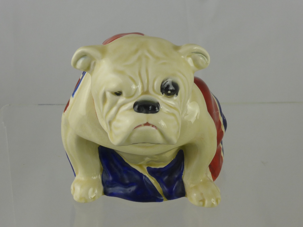 A Large Royal Doulton Bulldog Figure, draped in the Union Jack, stamp to base reg nr 645658, - Image 2 of 3