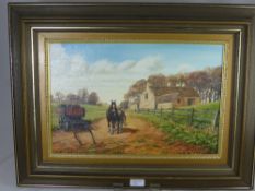 Chris Gregg 1988 - Original Oil on Canvas "Ready for Work" depicting Broadway Hill,