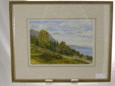 Artist Unknown, Two Water Colour Paintings, one depicting a coastal scene approx 23 x 17 cms the