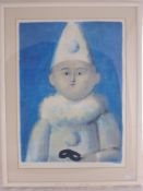 Antonio Bueno, portrait of a clown signed in pencil lower right, approx 43 x 60 cms, framed and