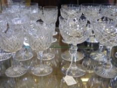 A Collection of Miscellaneous Irish Cut Glass, including three red wine, three hock, six champagne