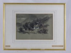 William Bennett (1811-1871), two black chalk studies entitled "Highland Cottage near Fort William"