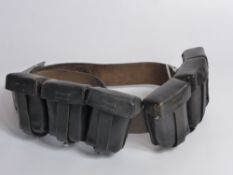 WWII German Army Belt with Ammo Pouches, Alloy buckle with eagle and swastika. The ammo pouches also