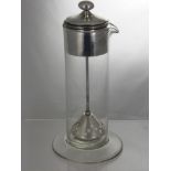 A Walker & Hall Silver Plate and Glass Ovaltine Plunger,  marks to top, approx 29 cms high.