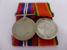 A Pair of Medals, War Medal & Africa Service Medal (WW2). Both officially impressed M16993 A