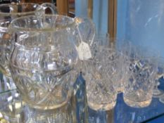 A Collection of Miscellaneous Cut Glass, including four water glasses and a water jug. (11)