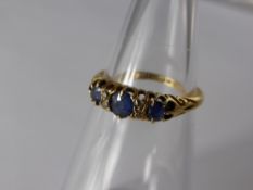 A Lady's Antique 18 ct Gold Sapphire and Diamond Ring, size Q, approx wt 2.8 gms.