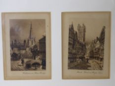 A Framed Collage of Six Antique Etchings, depicting old Bristolian scenes.