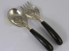 A Pair of Silver Bone Handled Servers.