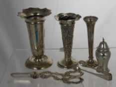 A Quantity of Miscellaneous Silver, including a posy vase bearing a hallmark dd 1910, a stem vase