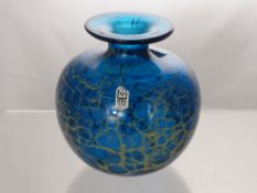 A Mdina Glass Vase, the vase having cream web effect.
