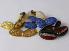 A Collection of Miscellaneous Gentleman's Vintage Cuff Links, including mother of pearl, silver