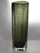 A Whitefriars "Cucumber" Smoked Glass Vase, approx 30 cms high.