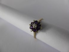 A Lady's 9 ct Gold Amethyst and Diamond Ring, with amethyst pendant.