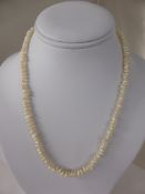 A Seed Pearl Necklace on marquise shape 9 ct gold clasp, approx 50 cms long.