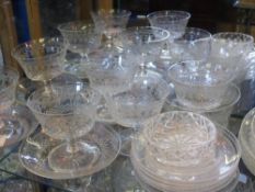 A Quantity of Georgian Cut Glass, including six custards, four matching saucers, finger bowl and