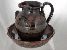 A Northumbria Studio Art Pottery Jug and Bowl. (2)