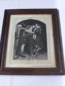 An Antique Black and White Print from an original entitled "The Order of Release" after a painting