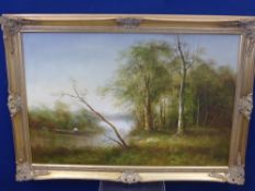 An Original Acrylic on Canvas, depicting a woodland scene signed "Crammond" to bottom right in