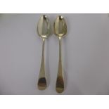 Two Antique Solid Silver Serving Spoons, one London hallmark dd  1772, mm T.C., together with