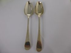 Two Antique Solid Silver Serving Spoons, one London hallmark dd  1772, mm T.C., together with