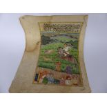 Two Early 20th Century Indian Paintings, depicting a Sultan resting on a canopied dais bed and a