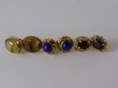 Three Pairs of 9 ct Gold Lady's Earrings, including Citrine, Garnet, Lapis Lazuli, approx wt 6.8