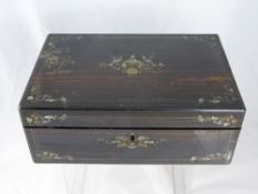 A Victorian Coromandel Writing Box, the box having mother of pearl and brass inlay, approx 38 x 26 x