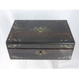 A Victorian Coromandel Writing Box, the box having mother of pearl and brass inlay, approx 38 x 26 x