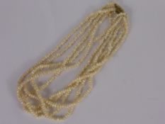 A Lady's Five Strand Fresh Water Seed Pearl Necklace, approx 40 cms.