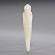 A Carved Chinese White Jade Figure of a Wise Man, approx 9.3 cms high, the figure having carved