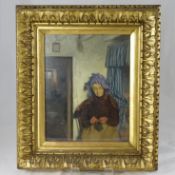 Thomas Bowman Garvie 1859 - 1942, oil on canvas entitled "Margaret in Her Cottage" signed P.B.