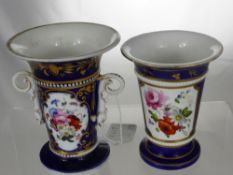 Two Coalport Vases Hand Painted with flowers, beaded decoration with gilt highlights together with a