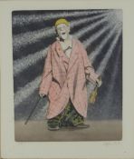 Berud Hauck Graphic Artist, a hand coloured screen print of a clown, 1/350 signed in pencil lower