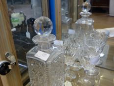 A Stewart Crystal Decanter and six liqueur glasses. (7)