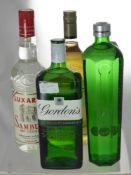 A Collection of Miscellaneous Bottles Labelled Baccardi Oro 100 cl, Gordon Special Dry Gin 100 cl,