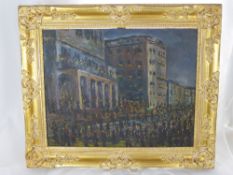 Ionian School Corfiot Artist Agi Homezi, entitled "The Night of Easter Saturday in Corfu 1973"