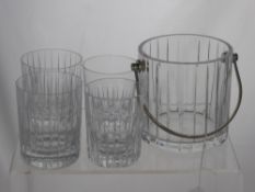 A Mid 20th Century Baccarat Crystal 'Harmonie' Ice Bucket, the bucket with silver plated swing
