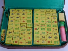 A Vintage Leather Cased Game of Mah-Jong.