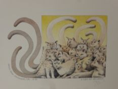 A Collection of Signed Prints, three by Simon Drew, Dartmouth, including "A Cats 22 Situation", "