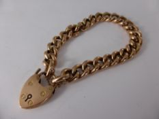 An Antique Lady's Rose Gold Curve Link Bracelet with heart shaped Clasp, approx wt 21 gms.