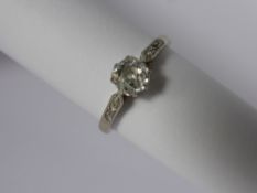 A Lady's 18 ct White Gold Single Stone Diamond Ring, centre diamond 50 - 60 old cut, 6 x 1 pt 8