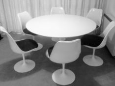 Eero Saarinen (Finnish/American)'Tulip' Style Dining Table and 6 Chairs, the table having 'Made in